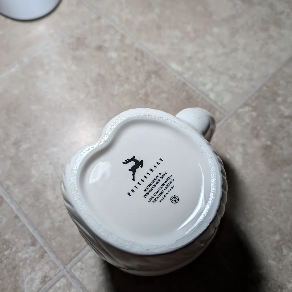 Pottery Barn White Santa Mug